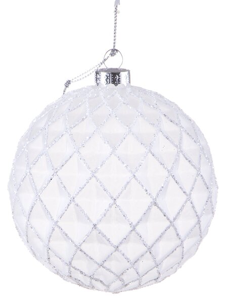 Set 4 Palline Decorative per Albero di Natale Rete Ø10 cm Bianco