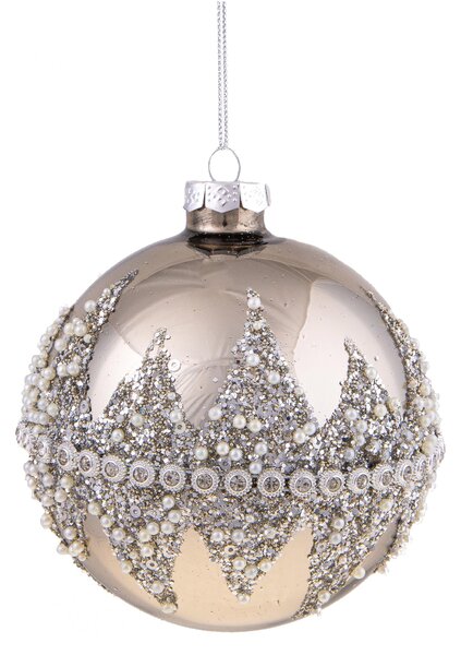 Set 4 Palline Decorative per Albero di Natale diamond Ø10 cm Silver