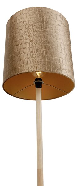 Lampada da terra in legno con paralume in velluto con design a coccodrillo 40cm - Mels