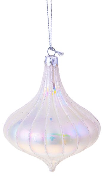 Set 8 Trottola Ø10 cm Bianco con Glitter