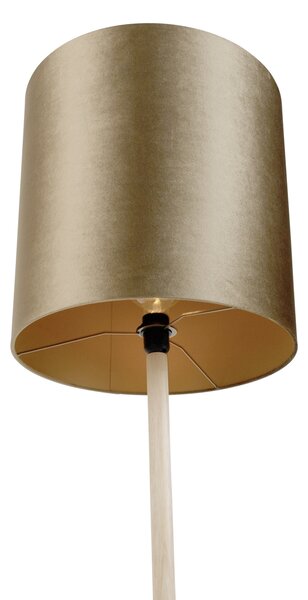 Lampada da terra in legno con paralume in velluto bronzo 40cm - Mels