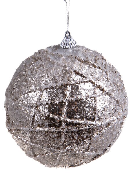Set 6 Palline Decorative per Albero di Natale Decorata Ø12 cm Champagne