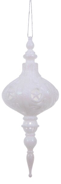 Set 12 Palline Decorative per Albero di Natale con Punta H19,8 cm Bianco