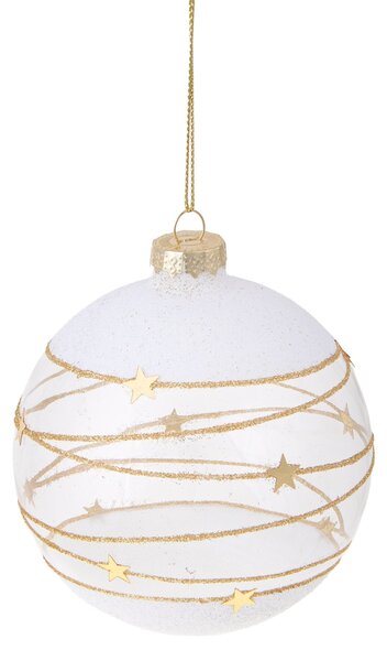 Set 8 Palline Decorative per Albero di Natale con Stelline Ø10 cm Clear/Oro