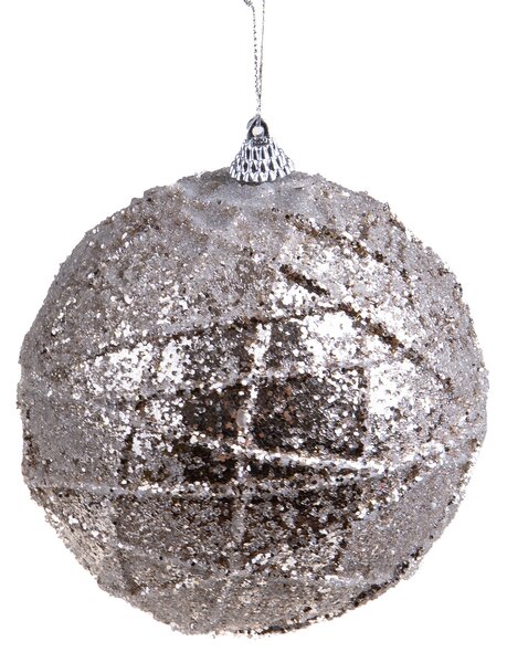 Set 6 Palline Decorative per Albero di Natale Decorata Ø12 cm Champagne