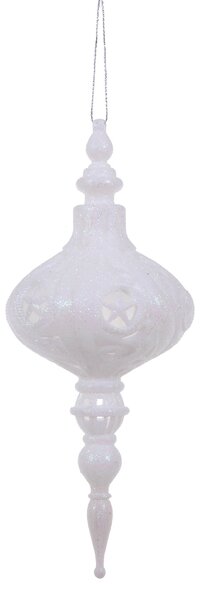 Set 12 Palline Decorative per Albero di Natale con Punta H19,8 cm Bianco