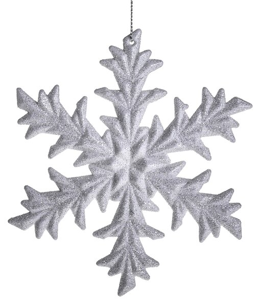 Set 12 Fiocco Neve con Glitter H12,6 cm Bianco