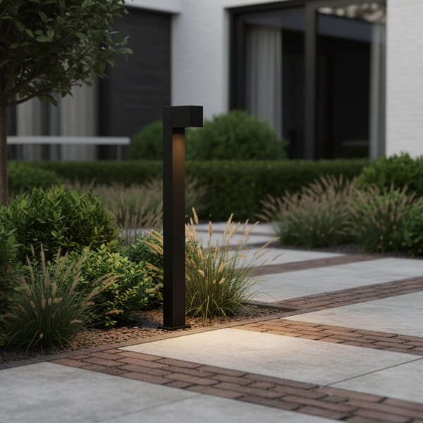 Lampada da esterno a stelo industriale nera 80 cm IP44 - Baleno