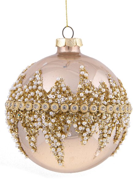 Set 4 Palline Decorative per Albero di Natale diamond Ø10 cm Champagne
