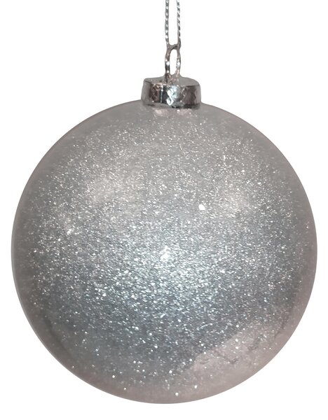 Set 16 Palline Decorative per Albero di Natale con Glitter Ø8 cm Silver