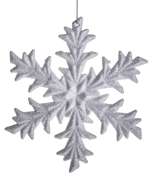 Set 12 Fiocco Neve con Glitter H12,6 cm Bianco