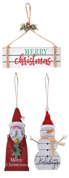 Set di 48 Decori Legno da Appendere 15 cm