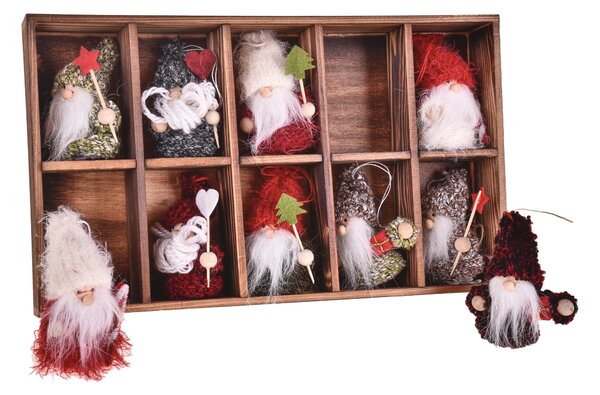 Mini Santa Claus Assortito, 10 Pezzi H6,5 cm