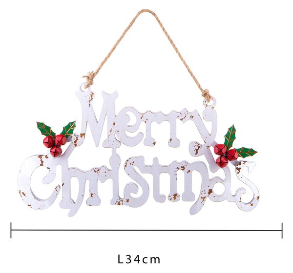 Decoro Merry Christmas H61 cm Bianco