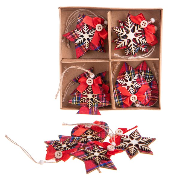 Decori in Legno Assortiti, 48 Pezzi Rosso