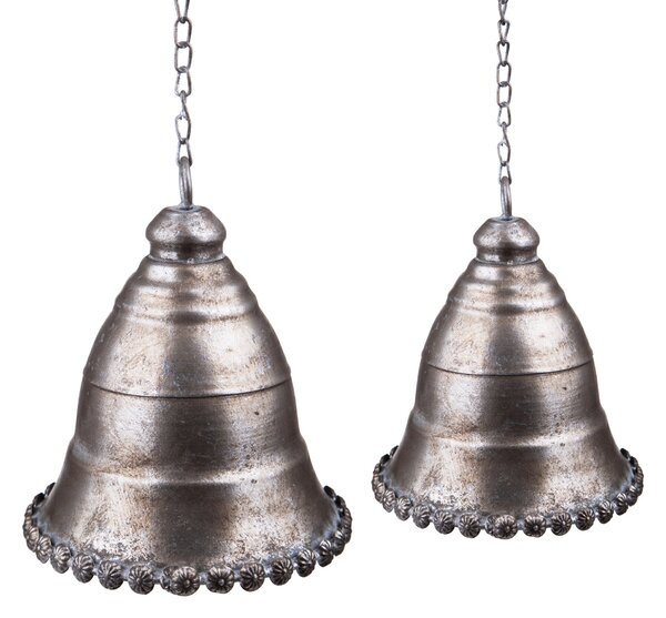 Set di 2 Campane con Greca 22 cm Silver