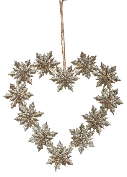 Set 6 Cuore con Metallo C Stelle H15 cm Oro
