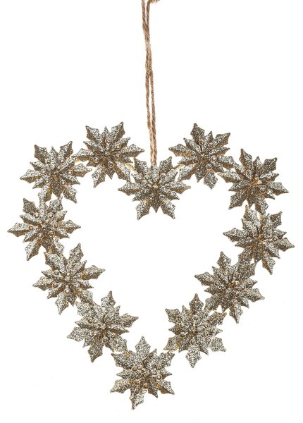 Set 6 Cuore con Metallo C Stelle H15 cm Oro