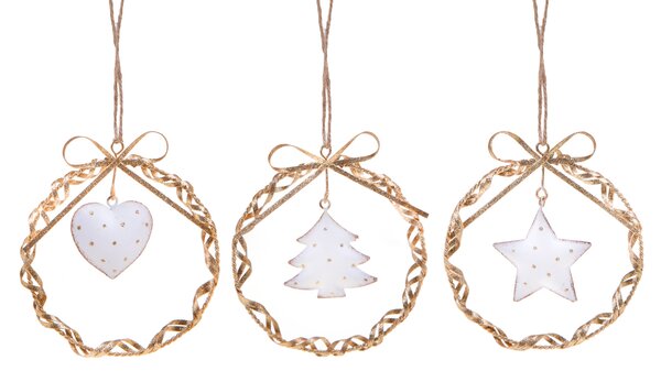 Coroncine 6 Pezzi Natale Ø13 cm Oro/Crema