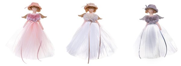 Set 6 Angeli con Pelliccia H23,5 cm