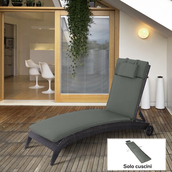 Outsunny Cuscino per Sdraio Lettino Prendisole da Giardino 198x53x5cm Grigio|Aosom