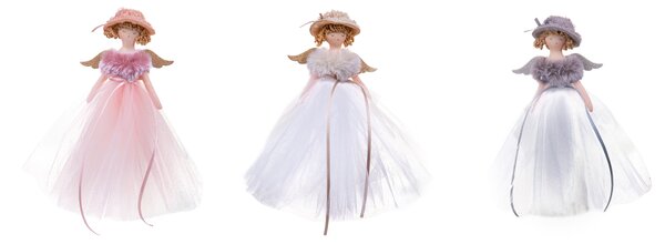 Set 6 Angeli con Pelliccia H23,5 cm