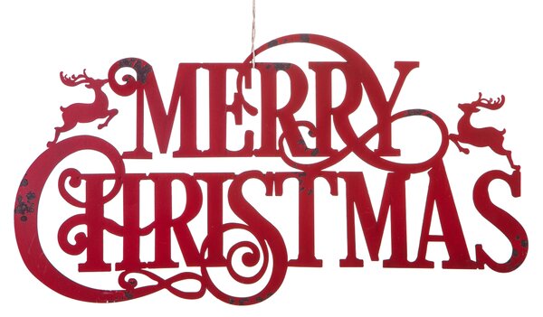 Set 2 Decoro Merry Christmas Lunghezza 58 cm Rosso