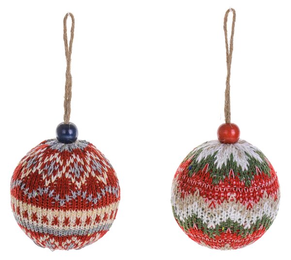 Set 16 Palline Decorative per Albero di Natale Lana H9 cm