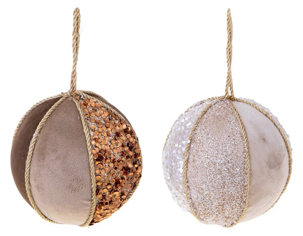 Set 6 Palline Decorative per Albero di Natale Tessuto Ø12 cm