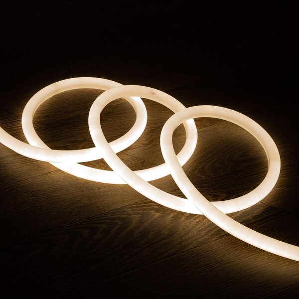 Striscia LED neon dimmerabile 220V bianco neutro rotonda 360° 9W/m taglio 100cm IP67 su misura 2 m