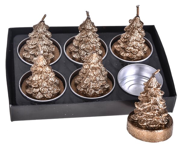 Porta tealight Albero, 24 Pezzi H5,5 cm Oro