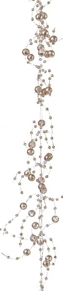 Set 3 Ghirlande con Ciuffetto Mini Perle H180 cm Champagne