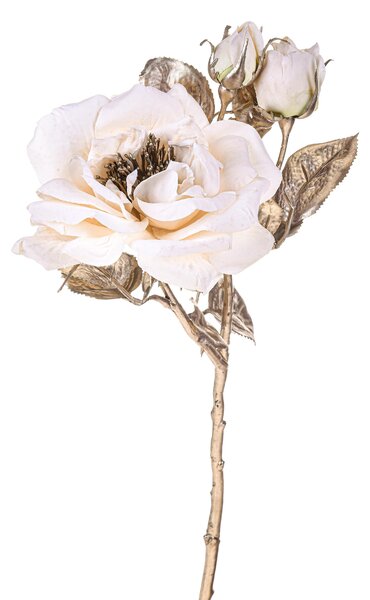 Set 6 Rosa inglese con Glitter H48 cm Crema