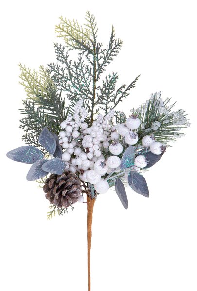 Set 6 Ramo con Bacche Bianche H40 cm Bianco