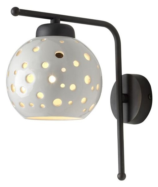 2252 LAMPADA DA PARETE CON SFERA IN TERRACOTTA BIANCA TRAFORATA D15 CM MODERNA MADE IN ITALY