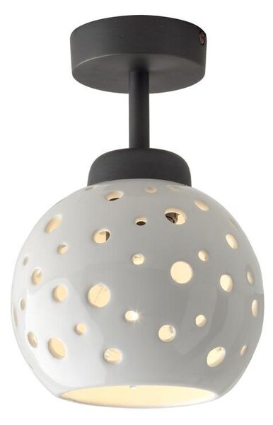 2252 PICCOLA PLAFONIERA CON SFERA D15 CM IN TERRACOTTA BIANCA TRAFORATA MODERNA MADE IN ITALY