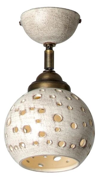 2254 PICCOLA PLAFONIERA IN TERRACOTTA FINITURA ANTICATA TRAFORATA SFERA D15 CM ORIENTABILE RUSTICA MADE IN ITALY