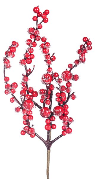 Set 12 Rami Ilex Ghiacciato H35 cm Rosso