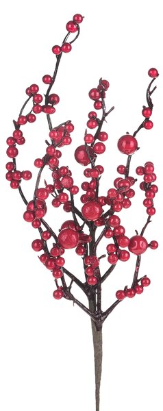 Set 24 Rami Ilex con Bacche Rosse H42 cm Rosso
