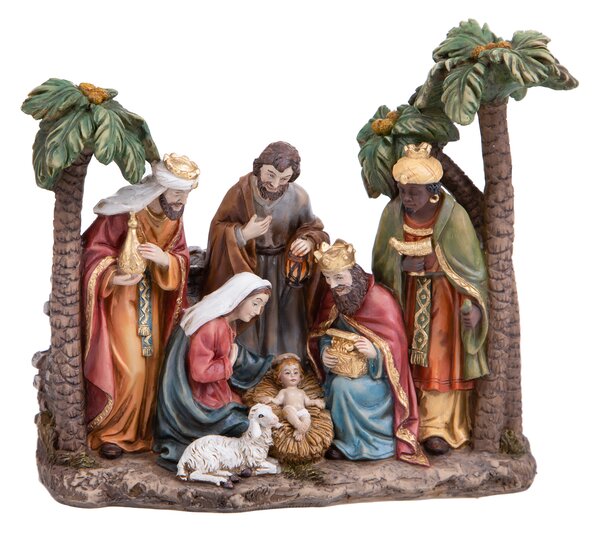 Natività con Palme H21 cm in Resina