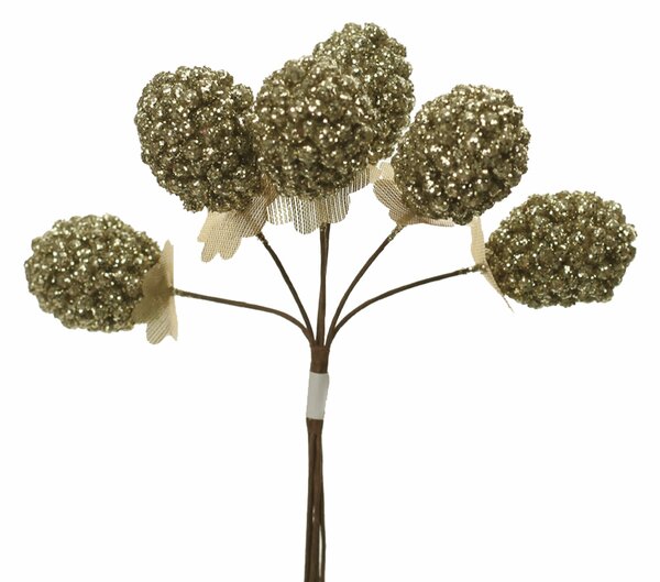Set 24 More con Glitter H12 cm Champagne