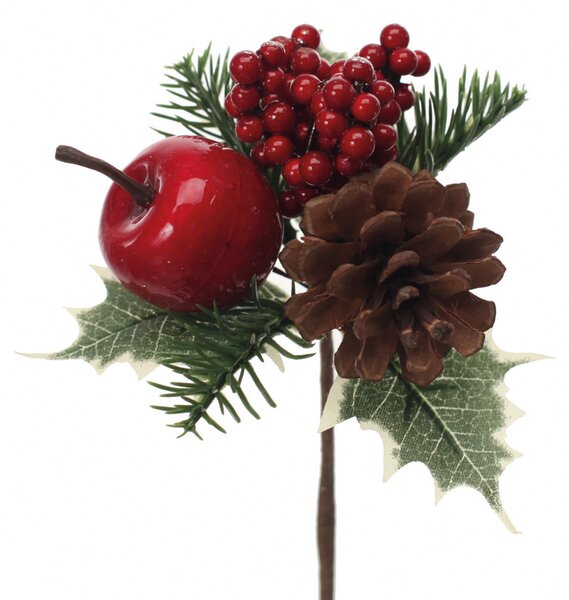 Set 24 Pick con Mele e Bacche H15 cm Rosso