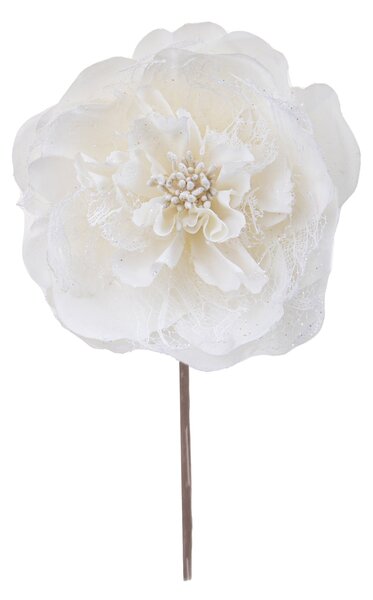 Set 12 Pick Peonia con Glitter 16 cm Crema