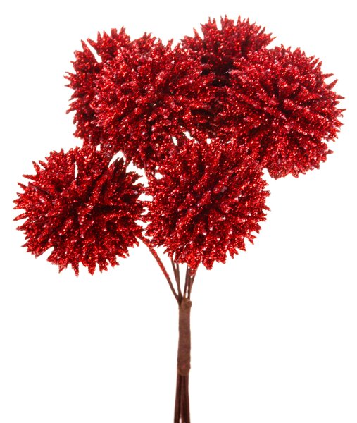 Set 24 Pick con Echinops H14 cm Rosso