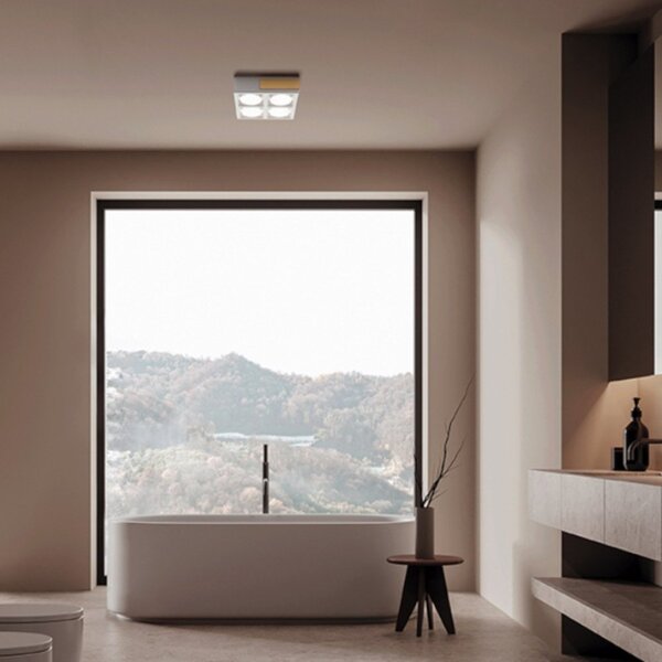 Plafoniera moderna sforzin illuminazione velia pl4 t549 t550 t551 gx53 led gesso metallo - Sforzin Illuminazione