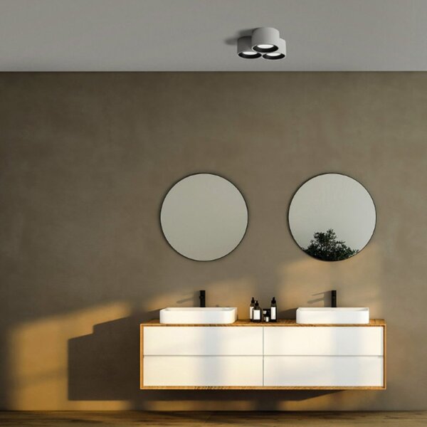 Plafoniera moderna sforzin illuminazione nasso tonda pl3 t505 t506 gx53 led gesso alluminio - Sforzin Illuminazione