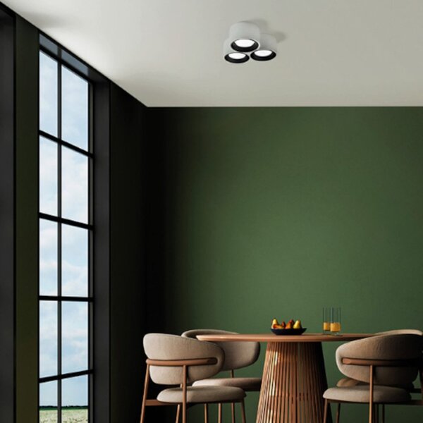 Plafoniera moderna sforzin illuminazione nasso tonda pl3 t505 t506 gx53 led gesso alluminio - Sforzin Illuminazione