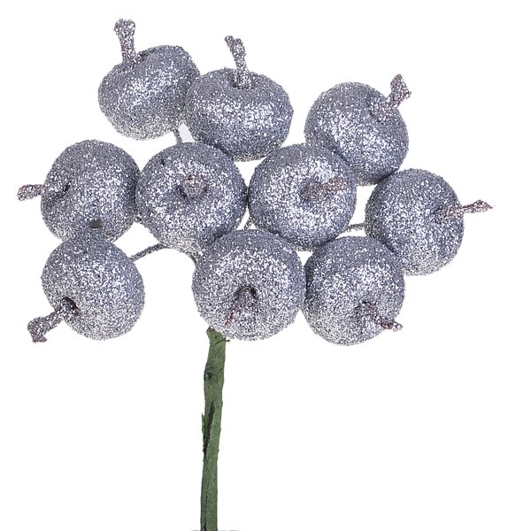 Set 24 Pick Mele Glitter H12,5 cm Silver
