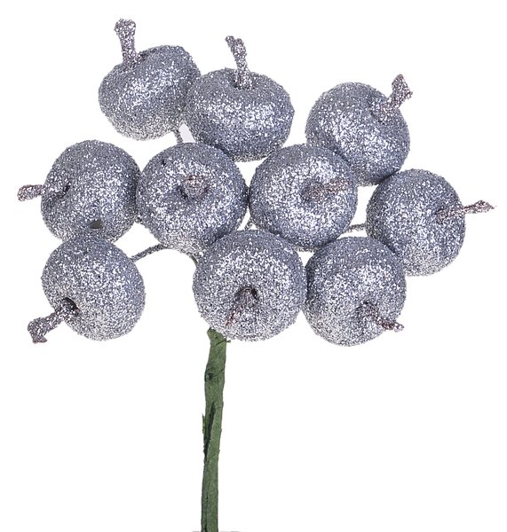 Set 24 Pick Mele Glitter H12,5 cm Silver