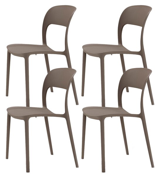 Set 4 Sedie Impilabili 85x45x56 cm in Polipropilene e Fibra di Vetro Kate Tortora